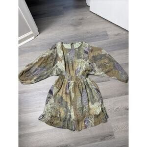 Rokoko by Dazz Smocked Waist Long Sleeve Mini Dress Small